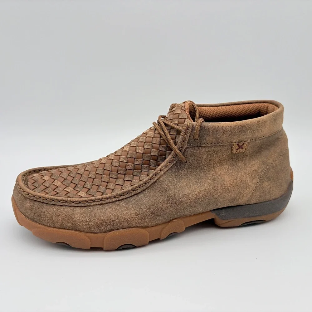 Twisted X Chukka Driving Moc Boots Mens Size 10W Wide Width Tan/Bomber Leather